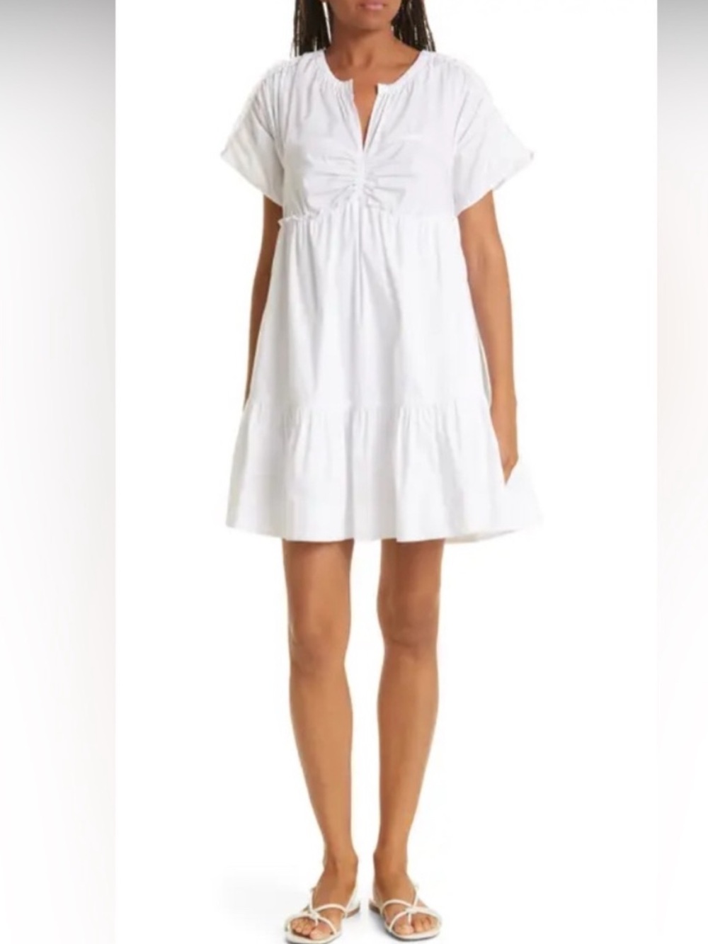 NWT Tanya Taylor Dress Amaria Ruched Mini in White